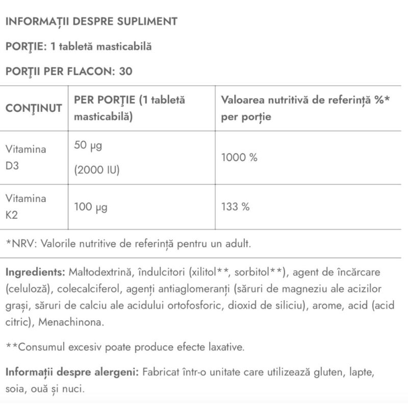 Vitaxynergy Chewable Vitamin D3 + K2-2